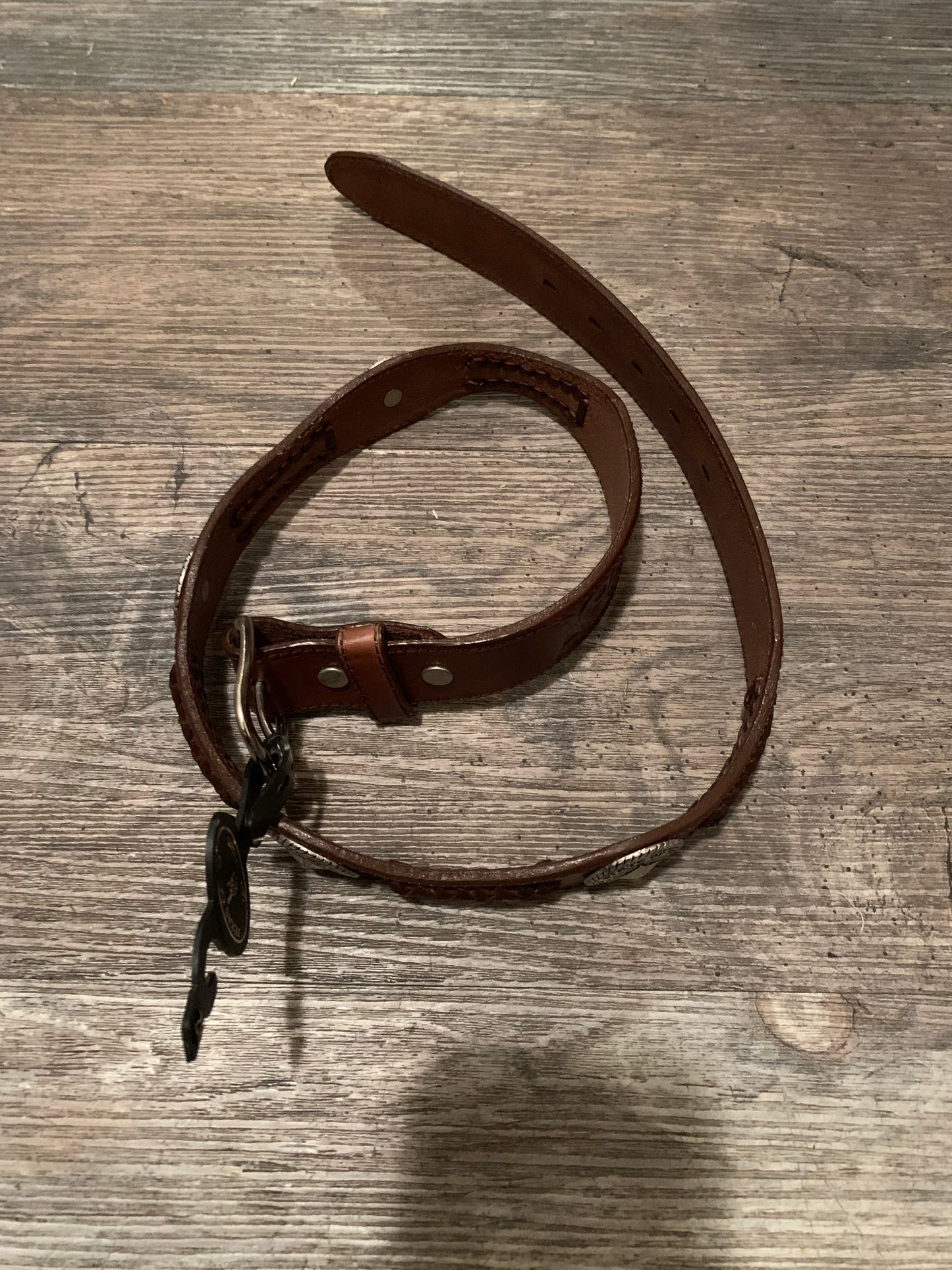 Texas Seal Concho Genuine Western Cowboy Leather Belt
