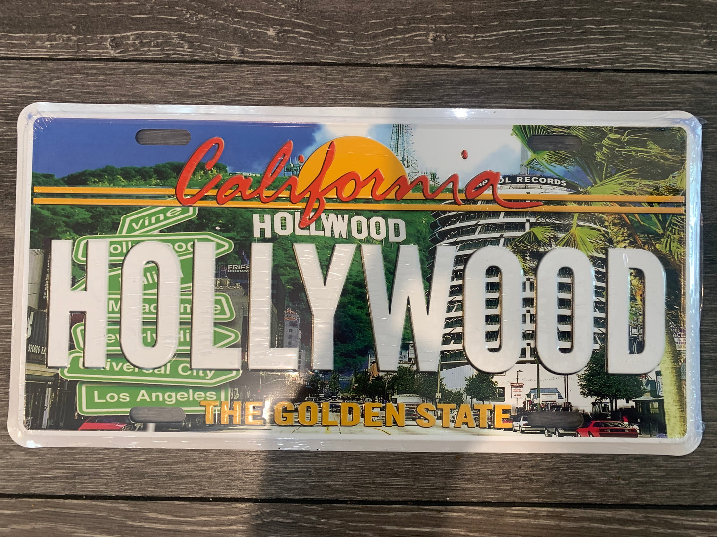 Hollywood aluminum license plate sign