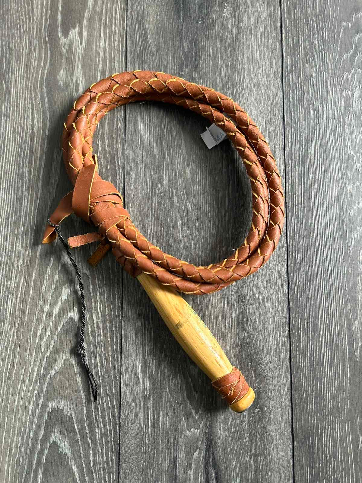 Leather Whip with Revolving Wood Handle-Made in Mexico
