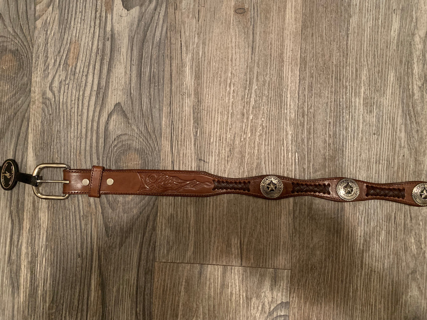 Texas Seal Concho Genuine Western Cowboy Leather Belt