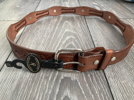 Texas Seal Concho Genuine Western Cowboy Leather Belt