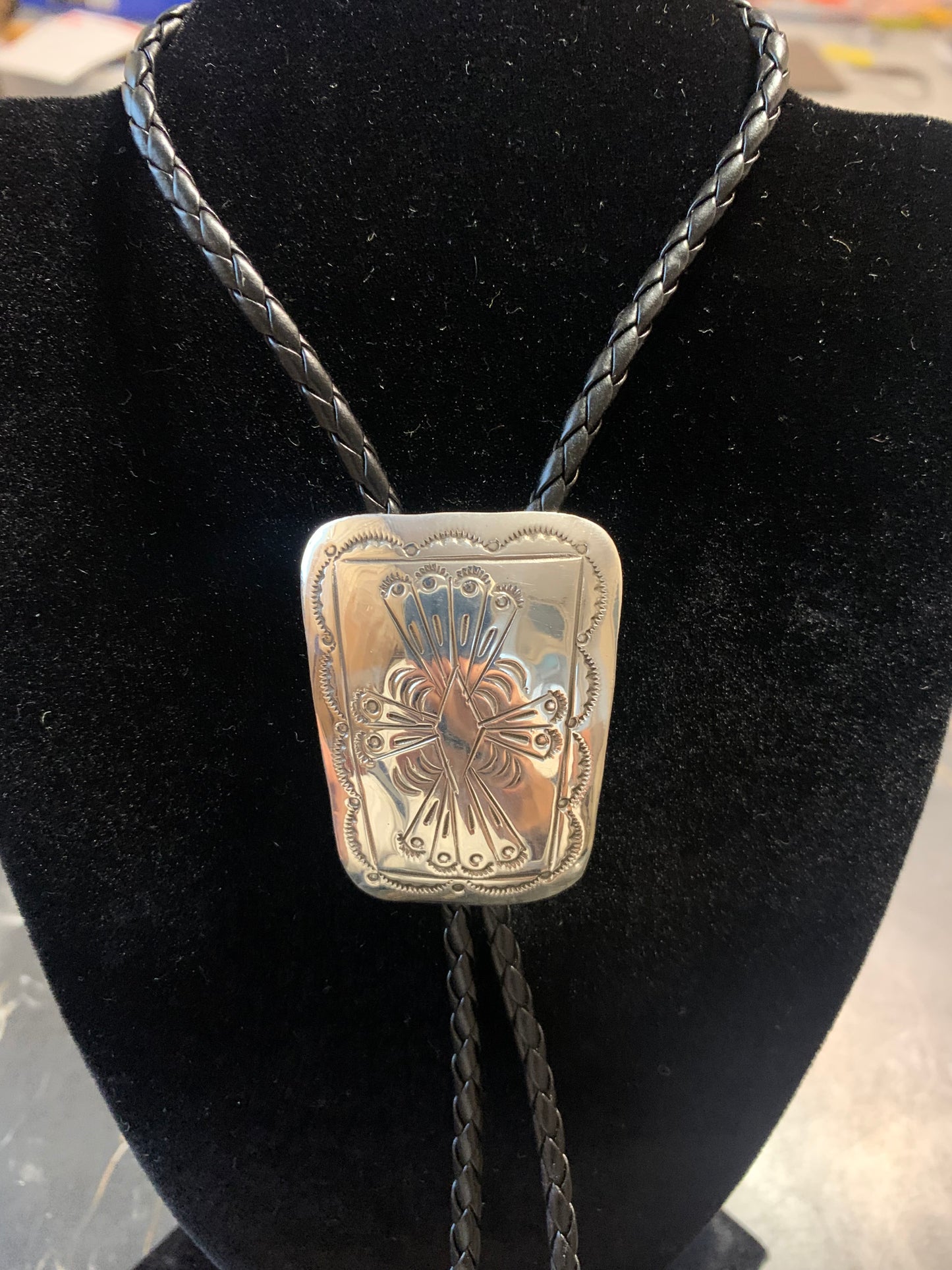 Native Indian American Handmade Silver Bolo Tie