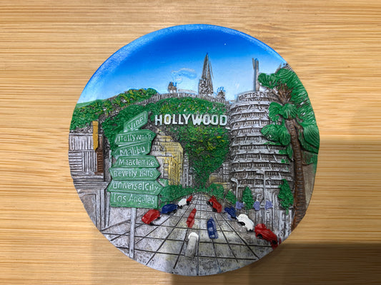 Hollywood California Round Magnet