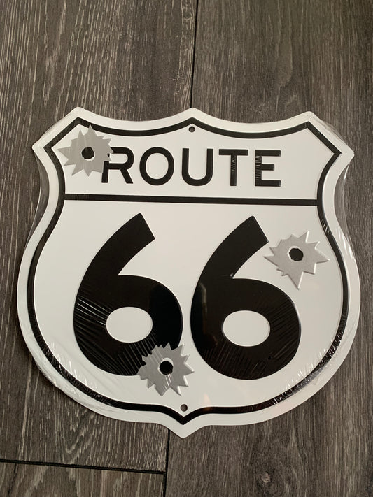 Route 66 Bullet holes Aluminum Sign