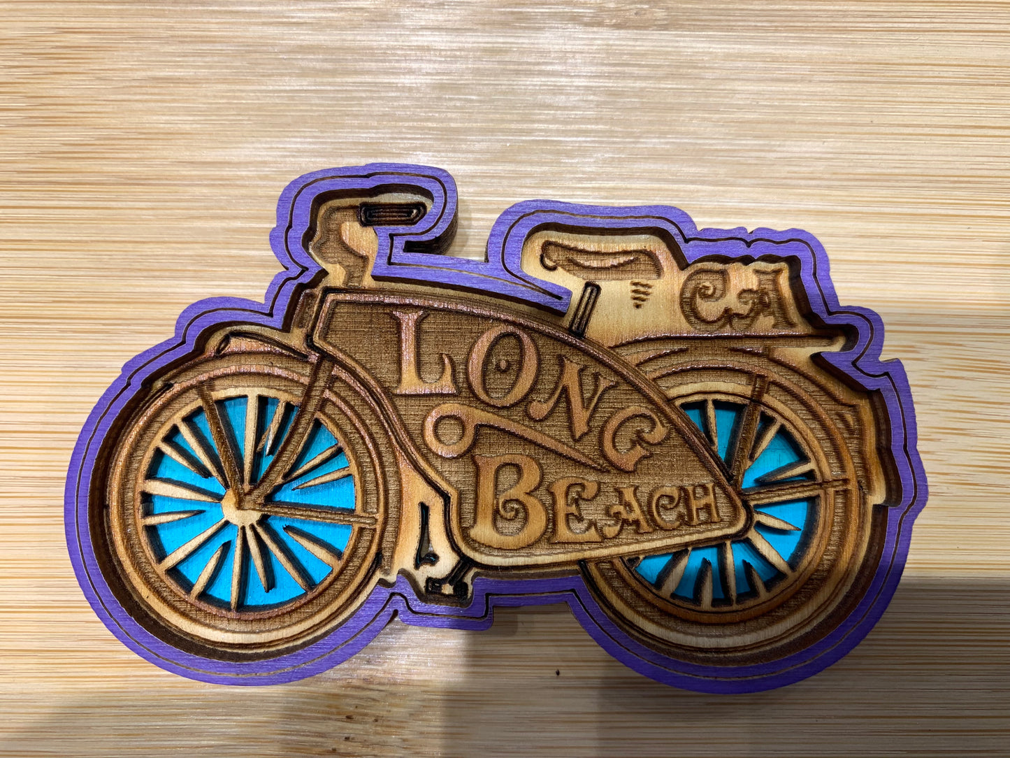 Long Beach wooden magnet Bike