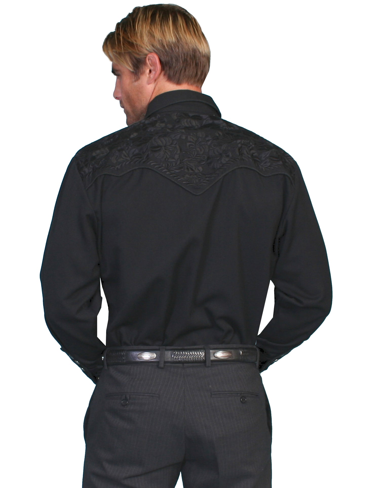 Scully Western Floral Tooled Embroidery Western shirt