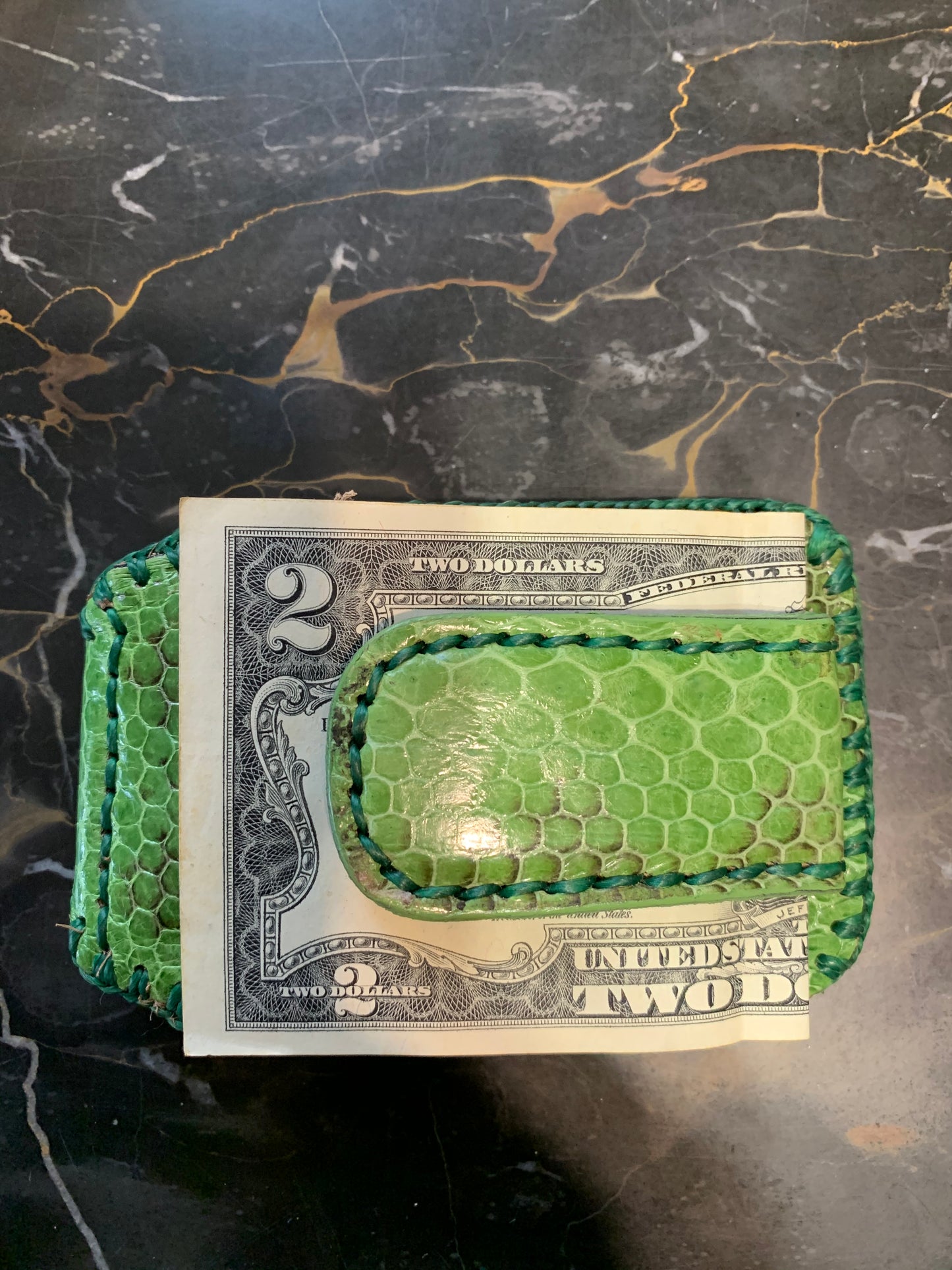 Credit card money clip wallet-Genuine Snake skin