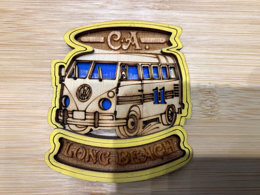 Long Beach wooden magnet Volkswagen
