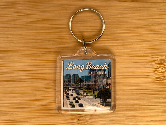 Long Beach California Plastic Keychain