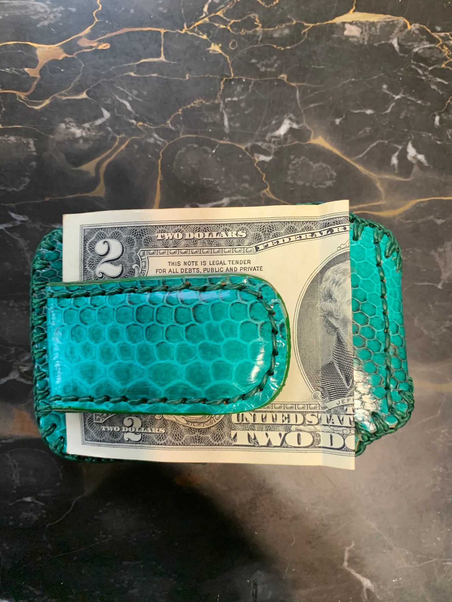 Credit card money clip wallet-Genuine Snake skin