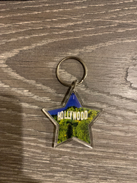 Hollywood Sign Star Plastic Keychain
