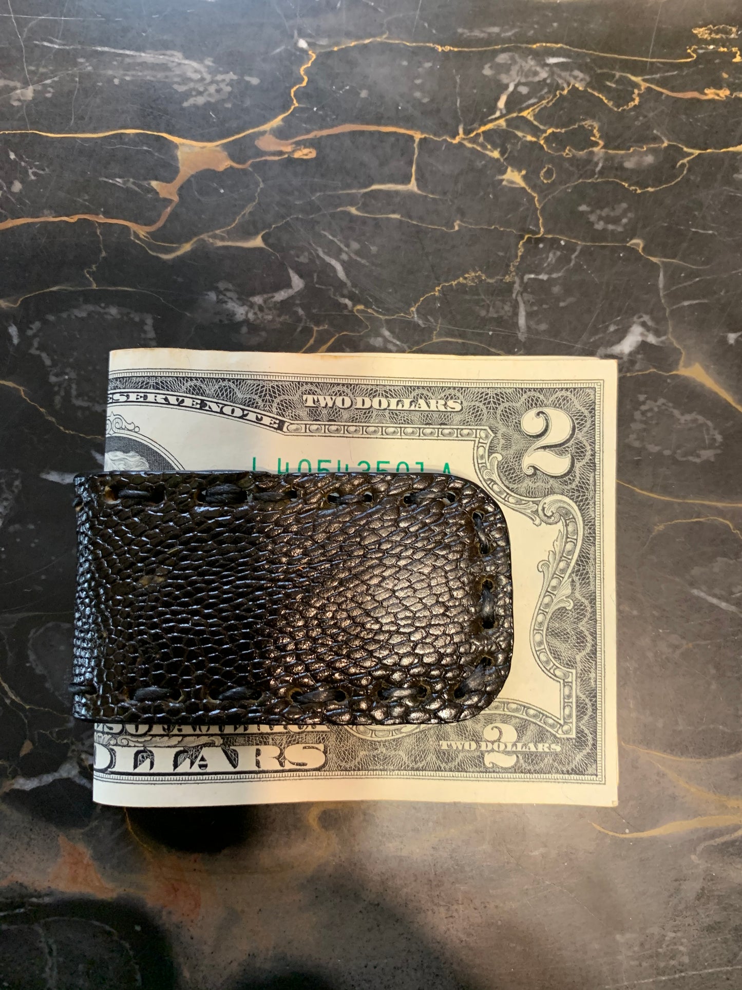 Money Clip Genuine Alligator Leather
