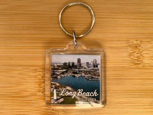 Long Beach California Plastic Keychain Shoreline