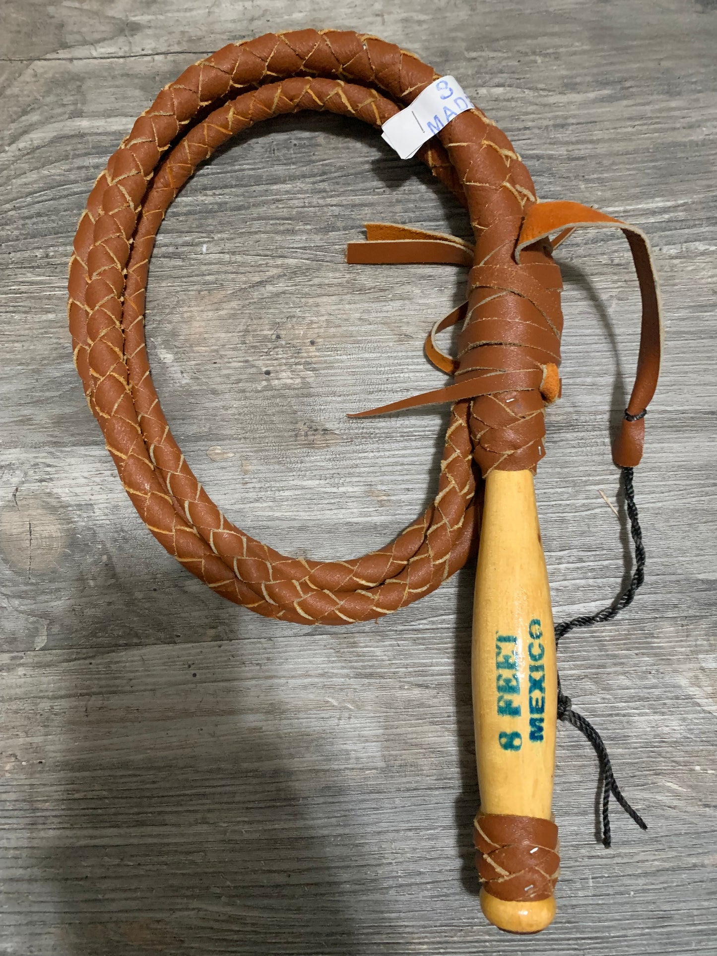 Leather Whip with Revolving Wood Handle-Made in Mexico