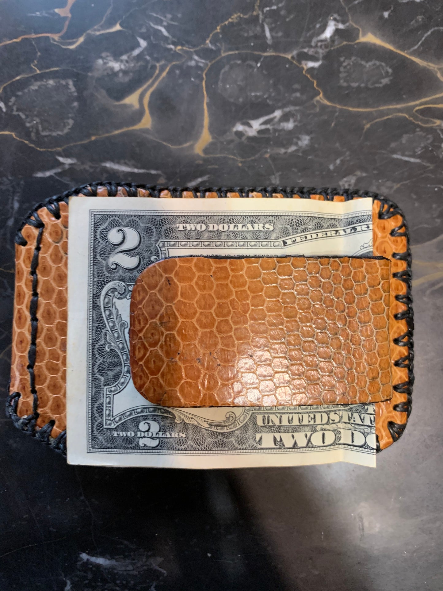 Credit card money clip wallet-Genuine Snake skin
