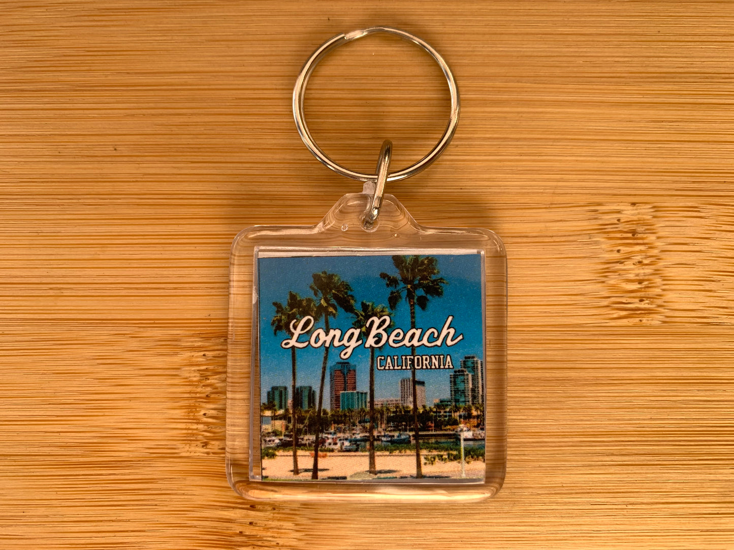 Long Beach California Plastic Keychain Downtown