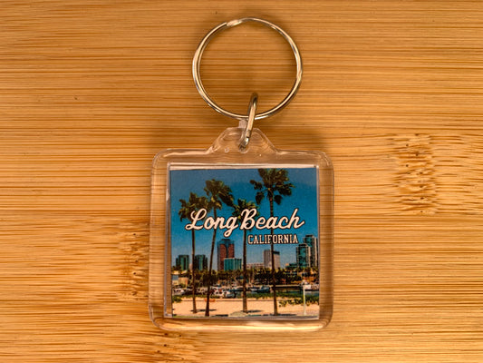 Long Beach California Plastic Keychain Downtown