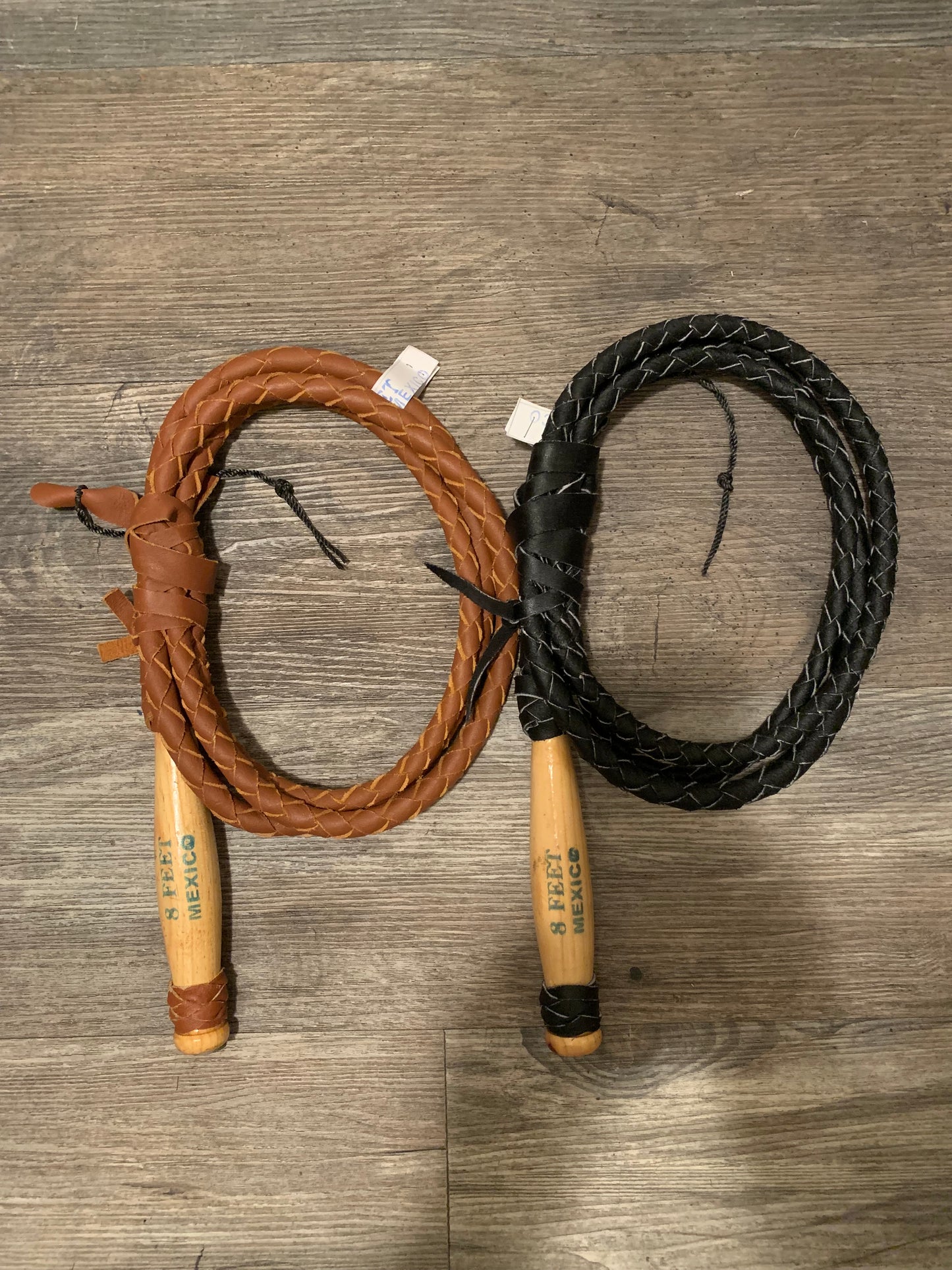 Leather Whip with Revolving Wood Handle-Made in Mexico