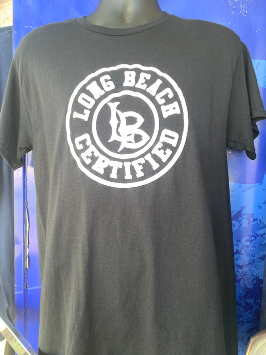 Long Beach Certified T-Shirt black puff ink