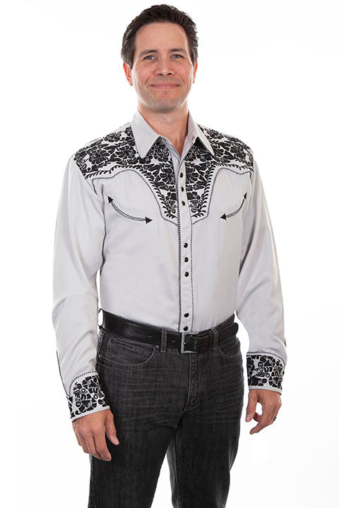 Scully Western Floral Tooled Embroidery Western shirt